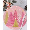 thumbnail image 1 of 13 Inch Round Placemats Set of 6, Pink Christmas Tree Non Slip Heat Insulation PP Table Mats, Pink Golden Xmas Tree Snowflake Winter Washable Place Mats for Kitchen Dining Party Table Decor, 1 of 7