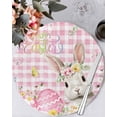 thumbnail image 1 of 13 Inch Round Placemats Set of 6, Pink Easter Non Slip Heat Insulation PP Table Mats, Spring Easter Bunny Eggs Floral Buffalo Plaid Washable Place Mats for Kitchen Dining Party Table Decor, 1 of 7