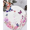 thumbnail image 1 of 13 Inch Round Placemats Set of 6, Pink Flower Non Slip Heat Insulation PP Table Mats, Spring Floral Butterflies Elegant Pastoral Birds Washable Place Mats for Kitchen Dining Party Table Decor, 1 of 7