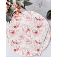 thumbnail image 1 of 13 Inch Round Placemats Set of 6, Pink Flower Non Slip Heat Insulation PP Table Mats, Watercolor Floral Botanical Line Drawing Print Washable Place Mats for Kitchen Dining Party Table Decor, 1 of 7