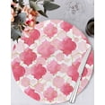 thumbnail image 1 of 13 Inch Round Placemats Set of 6, Pink Geometric Moroccan Non Slip Heat Insulation PP Table Mats, Abstract Art Pink Ombre Modern Washable Place Mats for Kitchen Dining Party Table Decor, 1 of 7