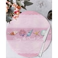 thumbnail image 1 of 13 Inch Round Placemats Set of 6, Pink Summer Coastal Non Slip Heat Insulation PP Table Mats, Modern Ocean Waves Starfish Shell Washable Place Mats for Kitchen Dining Party Table Decor, 1 of 7