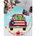 thumbnail image 1 of 13 Inch Round Placemats Set of 6, Puerto Rican Flag Non Slip Heat Insulation PP Table Mats, Vintage Country Truck Flowers Blue Beige Washable Place Mats for Kitchen Dining Party Table Decor, 1 of 7