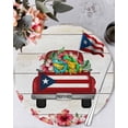 thumbnail image 1 of 13 Inch Round Placemats Set of 6, Puerto Rican Flag Non Slip Heat Insulation PP Table Mats, Vintage Country Truck Flowers Wooden Grain Washable Place Mats for Kitchen Dining Party Table Decor, 1 of 7