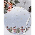 thumbnail image 1 of 13 Inch Round Placemats Set of 6, Purple Blue Christmas Snowman Non Slip Heat Insulation PP Table Mats, Winter Xmas Tree Snowflakes Washable Place Mats for Kitchen Dining Party Table Decor, 1 of 7