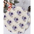 thumbnail image 1 of 13 Inch Round Placemats Set of 6, Purple Spring Floral Non Slip Heat Insulation PP Table Mats, Farmhouse Flowers Modern Art Washable Place Mats for Kitchen Dining Party Table Decor, 1 of 7