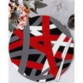 thumbnail image 1 of 13 Inch Round Placemats Set of 6, Red Black Geometric Non Slip Heat Insulation PP Table Mats, Modern Art Abstract Grey Line Washable Place Mats for Kitchen Dining Party Table Decor, 1 of 7