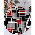 thumbnail image 1 of 13 Inch Round Placemats Set of 6, Red Black Geometric Non Slip Heat Insulation PP Table Mats, Modern Color Block Abstract Washable Place Mats for Kitchen Dining Party Table Decor, 1 of 7