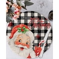 thumbnail image 1 of 13 Inch Round Placemats Set of 6, Red Black Santa Christmas Non Slip Heat Insulation PP Table Mats, Plaid Xmas Snowflake Winter Farmhouse Washable Place Mats for Kitchen Dining Party Table Decor, 1 of 7