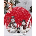thumbnail image 1 of 13 Inch Round Placemats Set of 6, Red Christmas Non Slip Heat Insulation PP Table Mats, Snowman Snowflake Winter Birds Washable Place Mats for Kitchen Dining Party Table Decor, 1 of 7