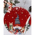 thumbnail image 1 of 13 Inch Round Placemats Set of 6, Red Christmas Non Slip Heat Insulation PP Table Mats, Xmas Gnomes Cat Pine Tree Winter Snowflake Washable Place Mats for Kitchen Dining Party Table Decor, 1 of 4