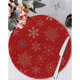 thumbnail image 1 of 13 Inch Round Placemats Set of 6, Red Christmas Snowflakes Non Slip Heat Insulation PP Table Mats, Modern Xmas Winter Minimalist Washable Place Mats for Kitchen Dining Party Table Decor, 1 of 7