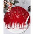 thumbnail image 1 of 13 Inch Round Placemats Set of 6, Red Christmas Snowflakes Non Slip Heat Insulation PP Table Mats, Xmas Balls Winter Pine Tree Washable Place Mats for Kitchen Dining Party Table Decor, 1 of 7