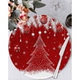 thumbnail image 1 of 13 Inch Round Placemats Set of 6, Red Christmas Tree Non Slip Heat Insulation PP Table Mats, Xmas Balls Pine Needles Snowflake Washable Place Mats for Kitchen Dining Party Table Decor, 1 of 7