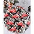 thumbnail image 1 of 13 Inch Round Placemats Set of 6, Red Flamingo Non Slip Heat Insulation PP Table Mats, Summer Tropical Plants Leaves Botanical Black Washable Place Mats for Kitchen Dining Party Table Decor, 1 of 7