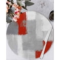 thumbnail image 1 of 13 Inch Round Placemats Set of 6, Red Grey Non Slip Heat Insulation PP Table Mats, Abstract Geometric Color Block Oil Painting Washable Place Mats for Kitchen Dining Party Table Decor, 1 of 7