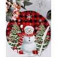 thumbnail image 1 of 13 Inch Round Placemats Set of 6, Red Plaid Christmas Non Slip Heat Insulation PP Table Mats, Snowman Snowflake Gifts Xmas Tree Washable Place Mats for Kitchen Dining Party Table Decor, 1 of 7