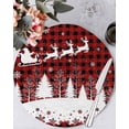thumbnail image 1 of 13 Inch Round Placemats Set of 6, Red Plaid Christmas Non Slip Heat Insulation PP Table Mats, Xmas Elk Tree Snowflake Forest Washable Place Mats for Kitchen Dining Party Table Decor, 1 of 7
