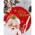 thumbnail image 1 of 13 Inch Round Placemats Set of 6, Red Santa Christmas Non Slip Heat Insulation PP Table Mats, Xmas Snowflake Washable Place Mats for Kitchen Dining Party Table Decor, 1 of 7