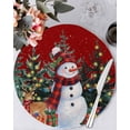 thumbnail image 1 of 13 Inch Round Placemats Set of 6, Red Snowman Christmas Non Slip Heat Insulation PP Table Mats, Xmas Tree Gifts Elk Snowflake Winter Washable Place Mats for Kitchen Dining Party Table Decor, 1 of 7