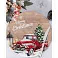 thumbnail image 1 of 13 Inch Round Placemats Set of 6, Red Truck Christmas Non Slip Heat Insulation PP Table Mats, Xmas Tree Snowflake Gifts Winter Wooden Washable Place Mats for Kitchen Dining Party Table Decor, 1 of 7
