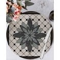 thumbnail image 1 of 13 Inch Round Placemats Set of 6, Retro Flowers Non Slip Heat Insulation PP Table Mats, Boho Ethnic Retro Abstract Florals Grid Washable Place Mats for Kitchen Dining Party Table Decor, 1 of 7