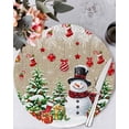 thumbnail image 1 of 13 Inch Round Placemats Set of 6, Rustic Christmas Snowman Non Slip Heat Insulation PP Table Mats, Xmas Balls Stocking Tree Gifts Washable Place Mats for Kitchen Dining Party Table Decor, 1 of 7