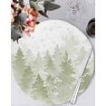 thumbnail image 1 of 13 Inch Round Placemats Set of 6, Sage Green Christmas Non Slip Heat Insulation PP Table Mats, Winter Snowflake Abstract Forest Tree Washable Place Mats for Kitchen Dining Party Table Decor, 1 of 7