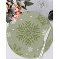 thumbnail image 1 of 13 Inch Round Placemats Set of 6, Sage Green Christmas Non Slip Heat Insulation PP Table Mats, Winter Xmas Snowflakes Textured Washable Place Mats for Kitchen Dining Party Table Decor, 1 of 7