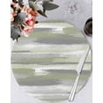 thumbnail image 1 of 13 Inch Round Placemats Set of 6, Sage Green Non Slip Heat Insulation PP Table Mats, Modern Abstract Grey Striped Art Washable Place Mats for Kitchen Dining Party Table Decor, 1 of 7