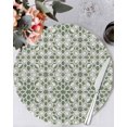 thumbnail image 1 of 13 Inch Round Placemats Set of 6, Sage Green Non Slip Heat Insulation PP Table Mats, Retro Abstract Morocco Geometric Texture Washable Place Mats for Kitchen Dining Party Table Decor, 1 of 7