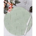 thumbnail image 1 of 13 Inch Round Placemats Set of 6, Sage Green Ombre Non Slip Heat Insulation PP Table Mats, Farmhouse Stripes Modern Abstract Art Washable Place Mats for Kitchen Dining Party Table Decor, 1 of 7