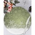 thumbnail image 1 of 13 Inch Round Placemats Set of 6, Sage Green Snowflakes Christmas Non Slip Heat Insulation PP Table Mats, Winter Xmas Snowflake Washable Place Mats for Kitchen Dining Party Table Decor, 1 of 7