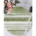 thumbnail image 1 of 13 Inch Round Placemats Set of 6, Sage Green Stripes Non Slip Heat Insulation PP Table Mats, Watercolor Gradient Abstract Striped Washable Place Mats for Kitchen Dining Party Table Decor, 1 of 7