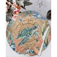 thumbnail image 1 of 13 Inch Round Placemats Set of 6, Sea Turtle Coastal Non Slip Heat Insulation PP Table Mats, Summer Nautical Starfish Coral Brown Anchor Washable Place Mats for Kitchen Dining Party Table Decor, 1 of 7