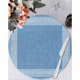 thumbnail image 1 of 13 Inch Round Placemats Set of 6, Sky Blue Retro Greek Key Non Slip Heat Insulation PP Table Mats, Geometric Greece Ancient Farmhouse Washable Place Mats for Kitchen Dining Party Table Decor, 1 of 7