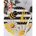 thumbnail image 1 of 13 Inch Round Placemats Set of 6, Spring Bees Daisy Non Slip Heat Insulation PP Table Mats, Rustic Tulips Dots Black Striped Burlap Washable Place Mats for Kitchen Dining Party Table Decor, 1 of 7