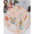 thumbnail image 1 of 13 Inch Round Placemats Set of 6, Spring Easter Non Slip Heat Insulation PP Table Mats, Bunny Carrots Eggs Floral Botanical Pink Washable Place Mats for Kitchen Dining Party Table Decor, 1 of 7