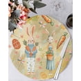 thumbnail image 1 of 13 Inch Round Placemats Set of 6, Spring Easter Non Slip Heat Insulation PP Table Mats, Bunny Carrots Eggs Floral Botanical Yellow Washable Place Mats for Kitchen Dining Party Table Decor, 1 of 7