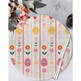 thumbnail image 1 of 13 Inch Round Placemats Set of 6, Spring Easter Non Slip Heat Insulation PP Table Mats, Pink Yellow Vintage Eggs Floral Botanical Washable Place Mats for Kitchen Dining Party Table Decor, 1 of 7