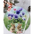 thumbnail image 1 of 13 Inch Round Placemats Set of 6, Spring Easter Non Slip Heat Insulation PP Table Mats, Purple Floral Summer Botanical Ombre Washable Place Mats for Kitchen Dining Party Table Decor, 1 of 7