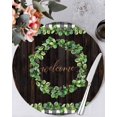 thumbnail image 1 of 13 Inch Round Placemats Set of 6, Spring Eucalyptus Leaves Non Slip Heat Insulation PP Table Mats, Farmhouse Botanical Brown Wood Washable Place Mats for Kitchen Dining Party Table Decor, 1 of 7