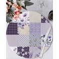 thumbnail image 1 of 13 Inch Round Placemats Set of 6, Spring Floral Non Slip Heat Insulation PP Table Mats, Dark Purple Flowers Patchwork Grid Bohemia Washable Place Mats for Kitchen Dining Party Table Decor, 1 of 7