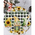 thumbnail image 1 of 13 Inch Round Placemats Set of 6, Spring Gnomes Non Slip Heat Insulation PP Table Mats, Botanical Budding Sunflowers Buffalo Plaid Washable Place Mats for Kitchen Dining Party Table Decor, 1 of 7