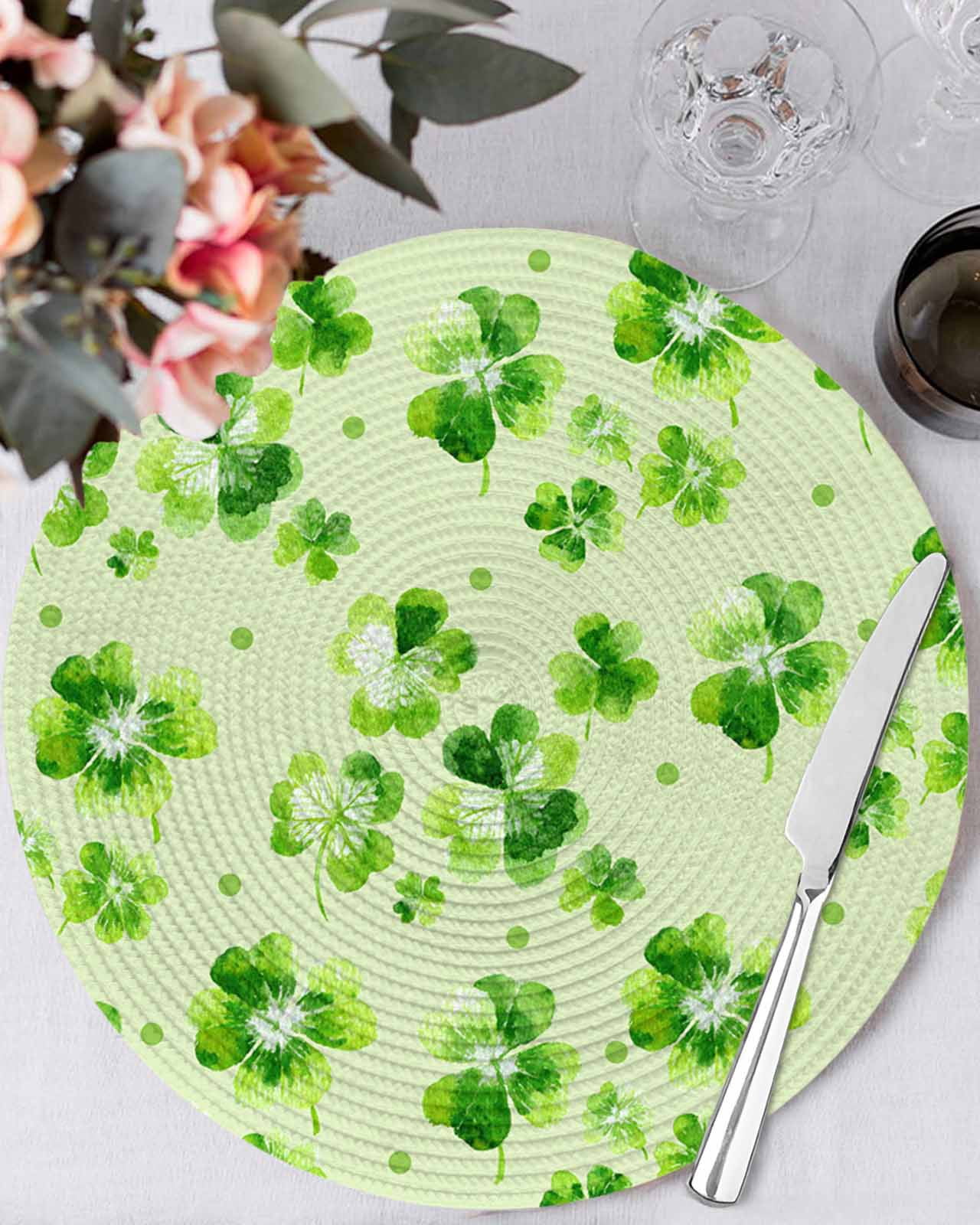 13 Inch Round Placemats Set of 6, St. Patrick's Day Non Slip Heat ...