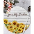 thumbnail image 1 of 13 Inch Round Placemats Set of 6, Sunflower Non Slip Heat Insulation PP Table Mats, Yellow Summer Botanical Farmhouse Floral Wooden Washable Place Mats for Kitchen Dining Party Table Decor, 1 of 7