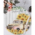 thumbnail image 1 of 13 Inch Round Placemats Set of 6, Sunflowers Trucks Non Slip Heat Insulation PP Table Mats, Spring Farmhouse Eucalyptus Gray Wooden Washable Place Mats for Kitchen Dining Party Table Decor, 1 of 7