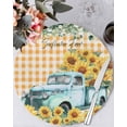 thumbnail image 1 of 13 Inch Round Placemats Set of 6, Sunflowers Trucks Non Slip Heat Insulation PP Table Mats, Spring Farmhouse Eucalyptus Orange Plaid Washable Place Mats for Kitchen Dining Party Table Decor, 1 of 7