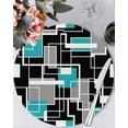 thumbnail image 1 of 13 Inch Round Placemats Set of 6, Teal Blue Black Geometric Non Slip Heat Insulation PP Table Mats, Modern Abstract Art Block Washable Place Mats for Kitchen Dining Party Table Decor, 1 of 7