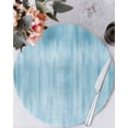 thumbnail image 1 of 13 Inch Round Placemats Set of 6, Teal Blue Non Slip Heat Insulation PP Table Mats, Modern Abstract Art Ombre Striped Washable Place Mats for Kitchen Dining Party Table Decor, 1 of 7